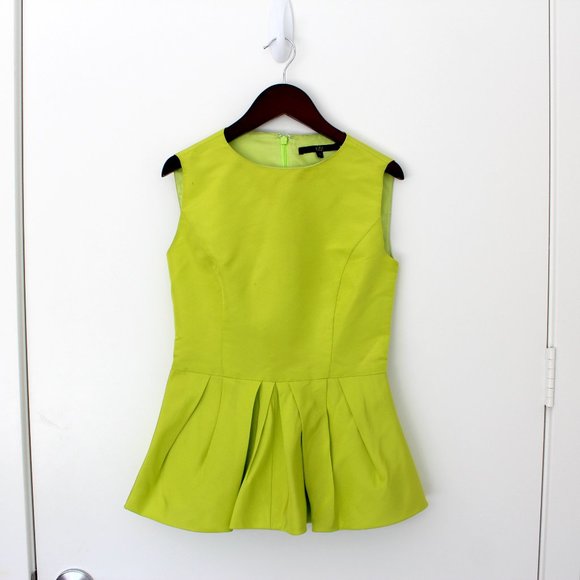 Tibi Lime Green Faille Peplum Shell - Picture 4 of 8